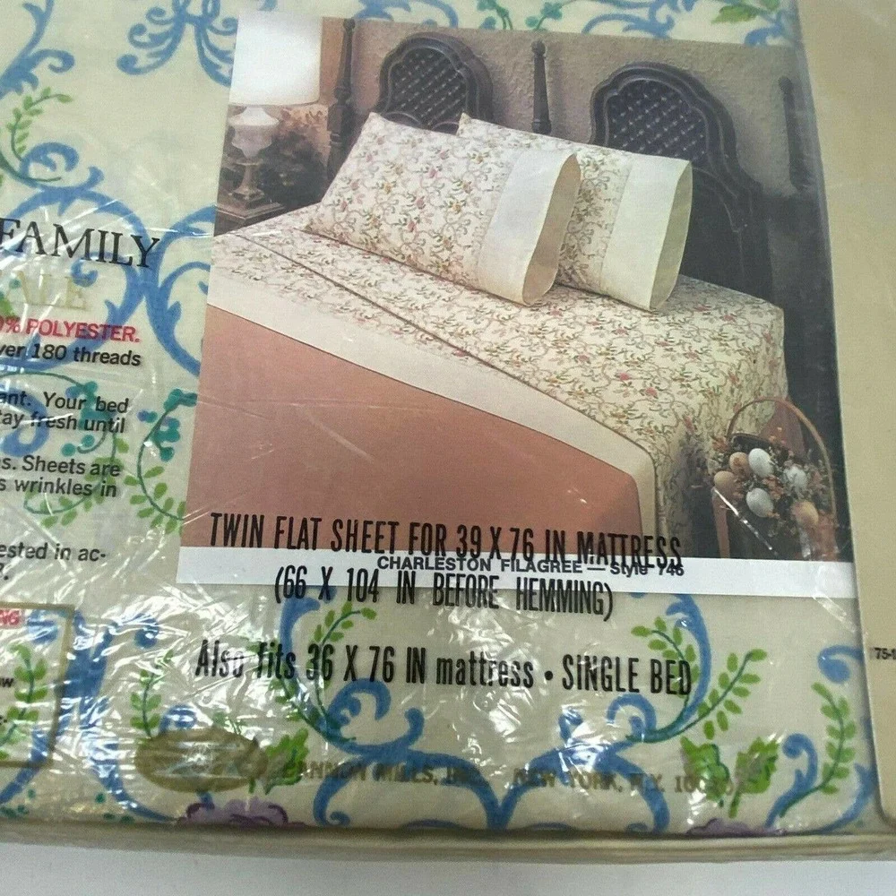 Vtg Deadstock Cannon Royal Family “Charleston Filagree Style‎ 746” Twin Set
